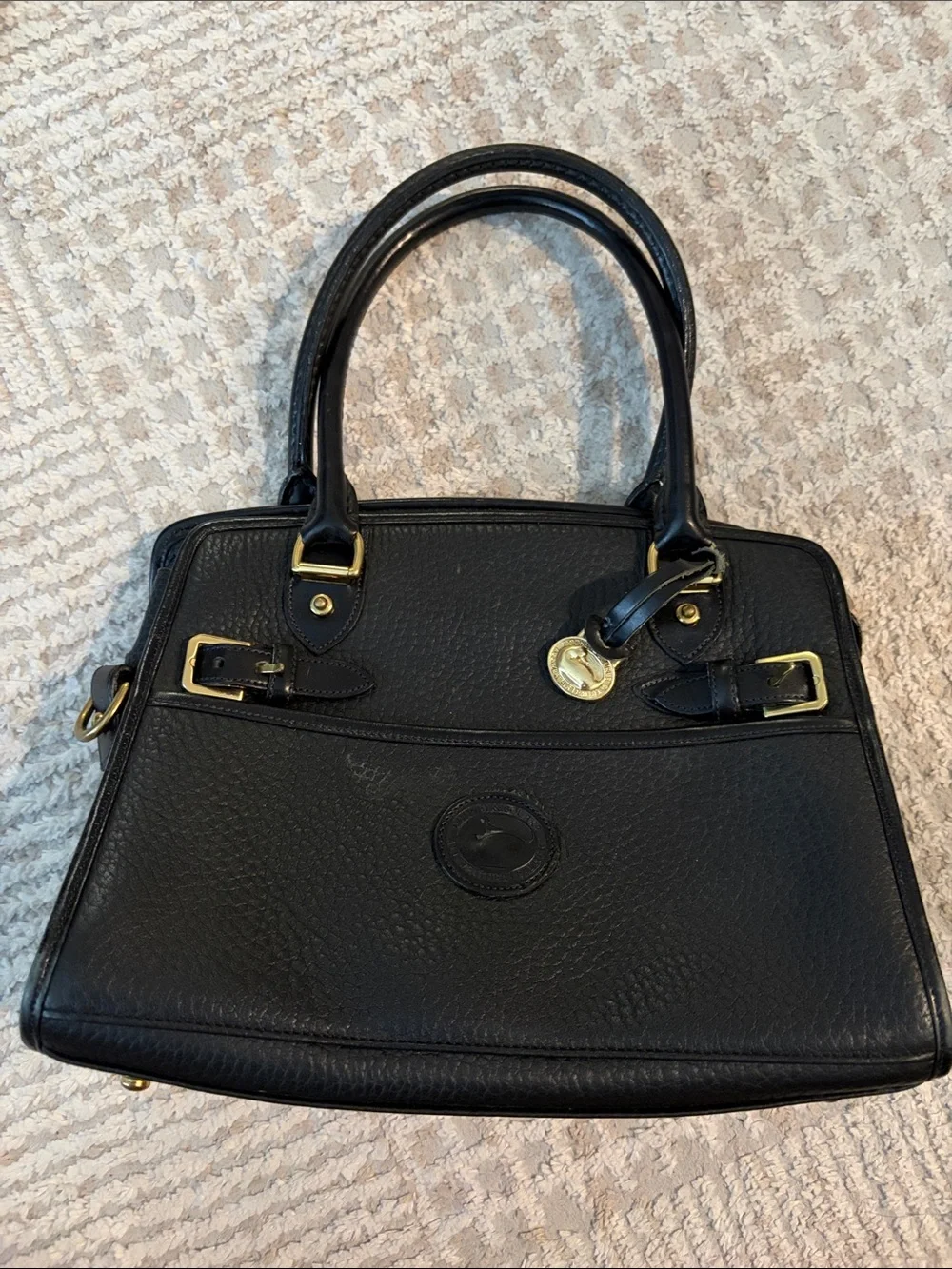 Dooney & Bourke Black Leather Satchel with Gold Hardware